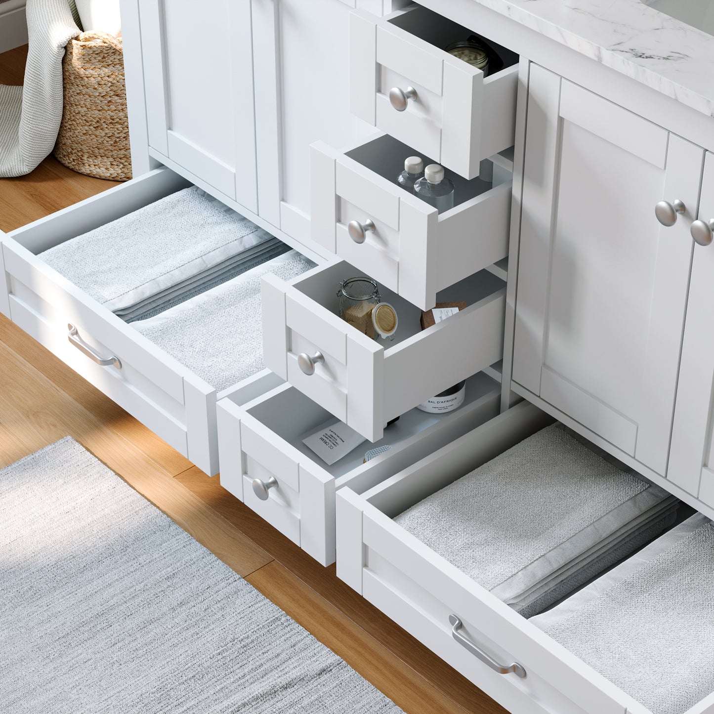 Solid Wood Frame Bathroom Vanity with Spacious Storage