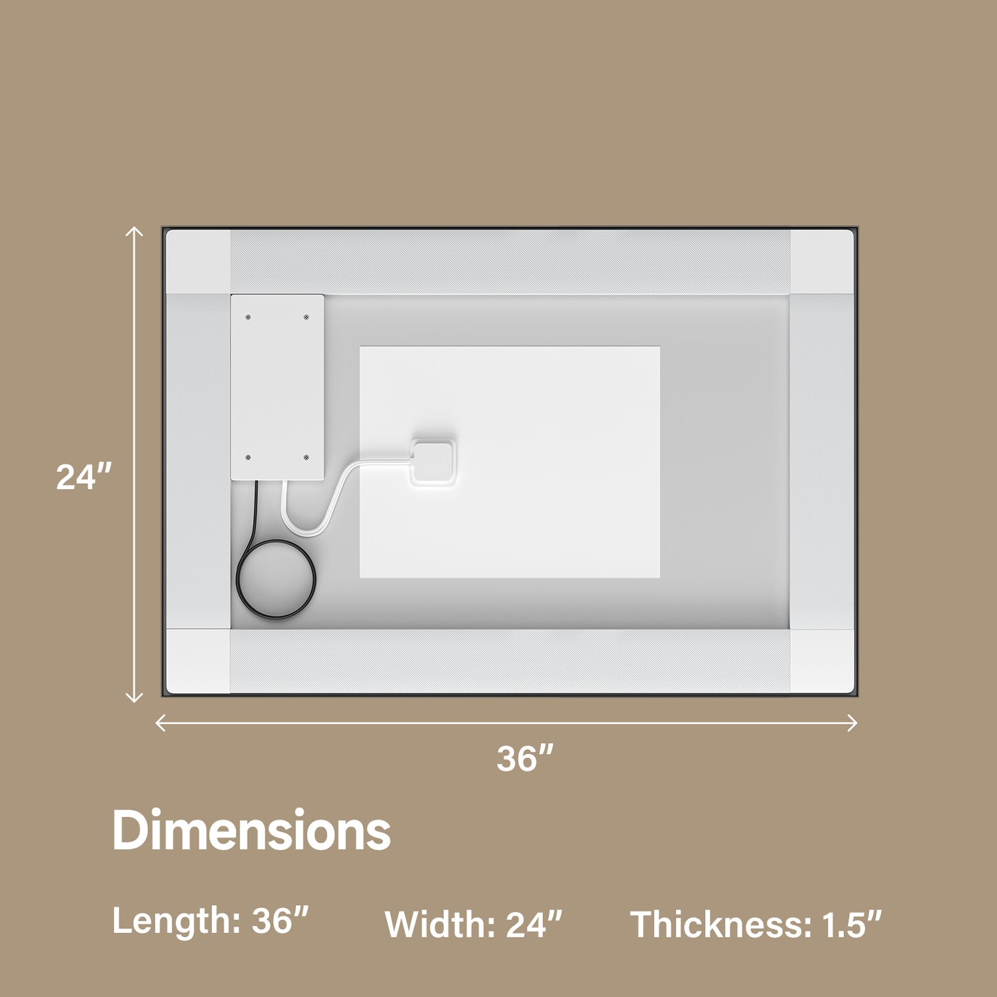 Black Frame LED Lighted Bathroom Mirror 24"x36", Anti-Fog, Memory Function, 3 Colors Dimmable