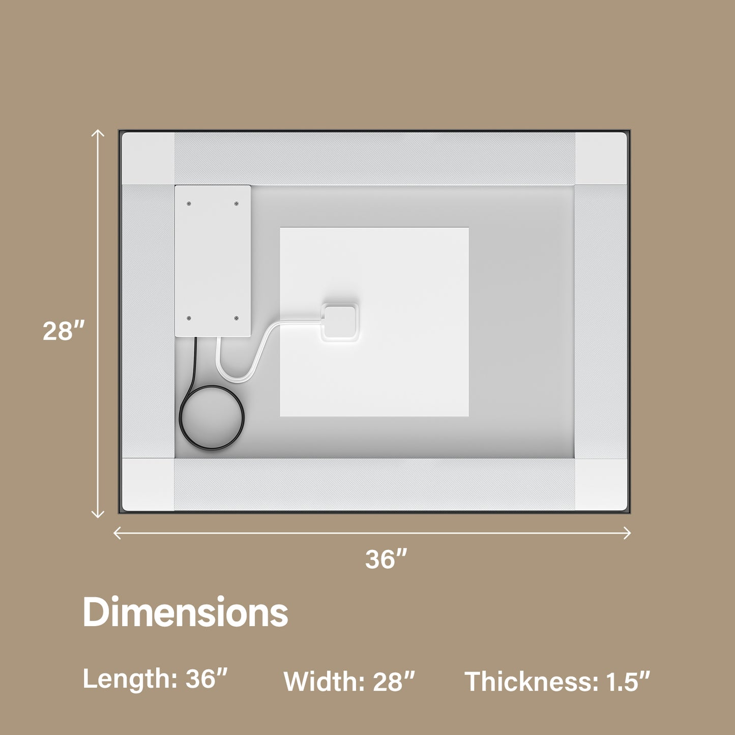 Black Frame LED Lighted Bathroom Mirror 28"x36", Anti-Fog, Memory Function, 3 Colors Dimmable