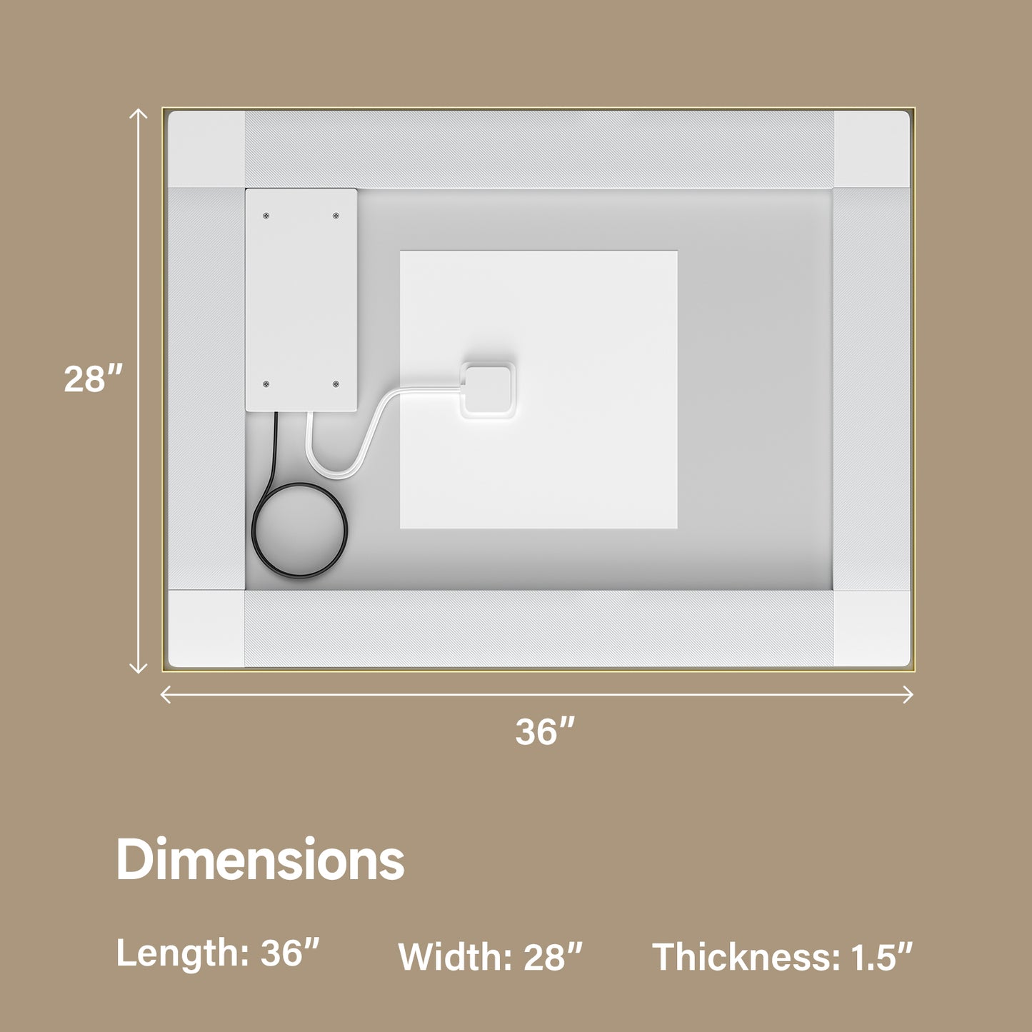 Gold Frame LED Lighted Bathroom Mirror 28"x36", Anti-Fog, Memory Function, 3 Colors Dimmable