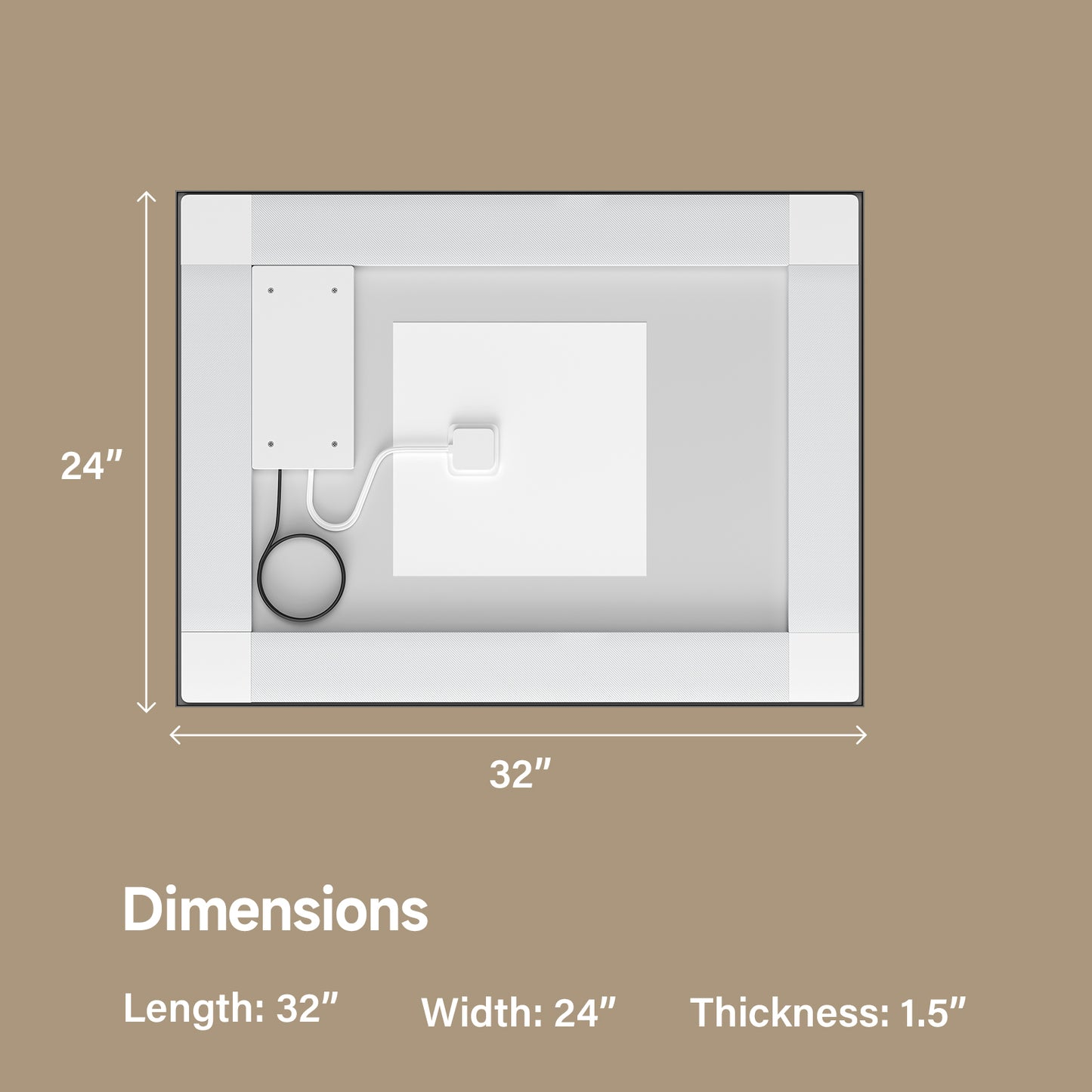 Black Frame LED Lighted Bathroom Mirror 24"x32", Anti-Fog, Memory Function, 3 Colors Dimmable