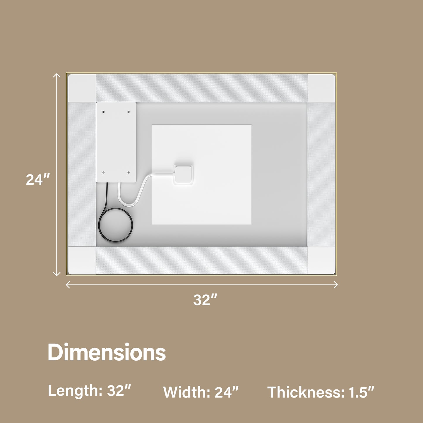 Gold Frame LED Lighted Bathroom Mirror 24"x32", Anti-Fog, Memory Function, 3 Colors Dimmable