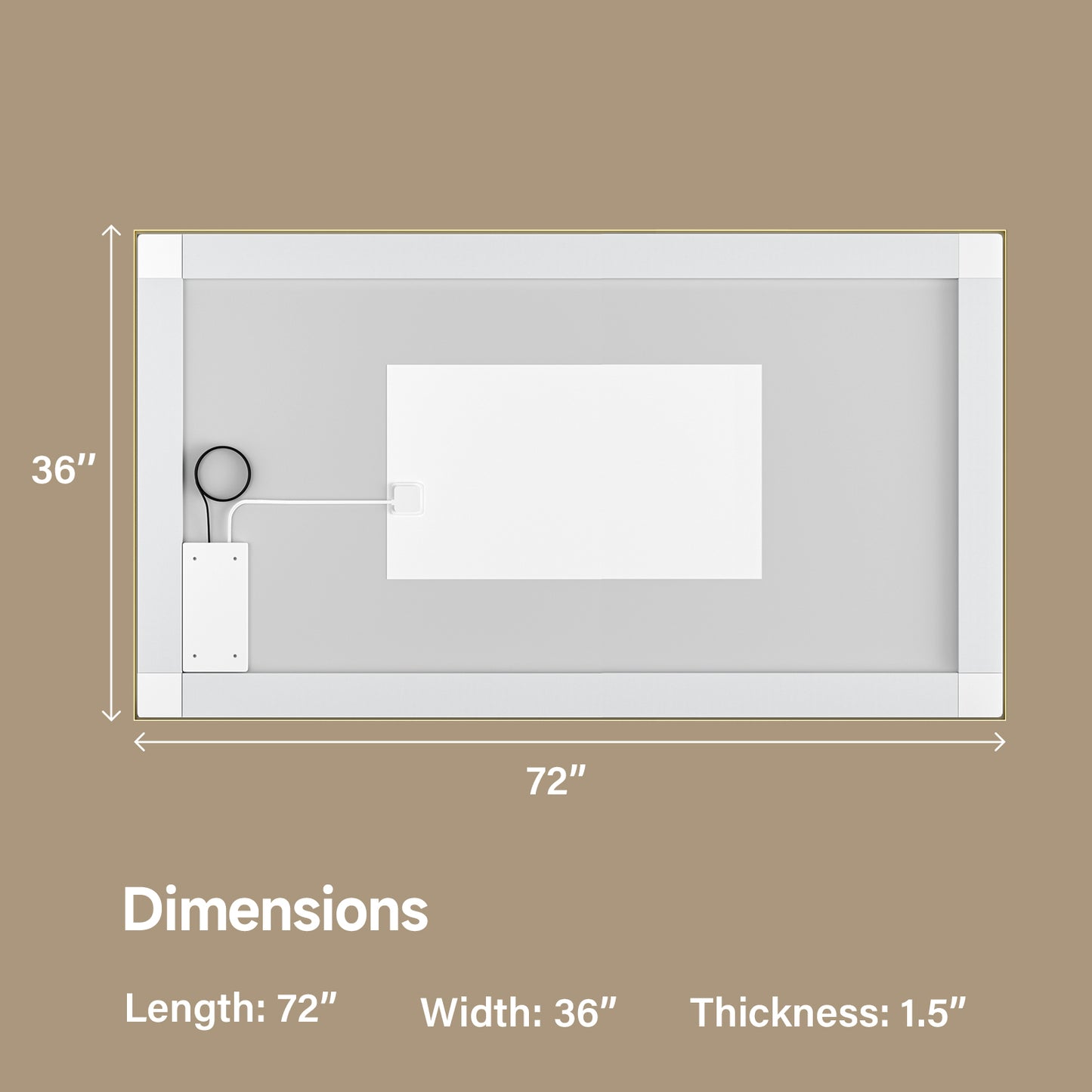Gold Frame LED Lighted Bathroom Mirror 72"x36", Anti-Fog, Memory Function, 3 Colors Dimmable