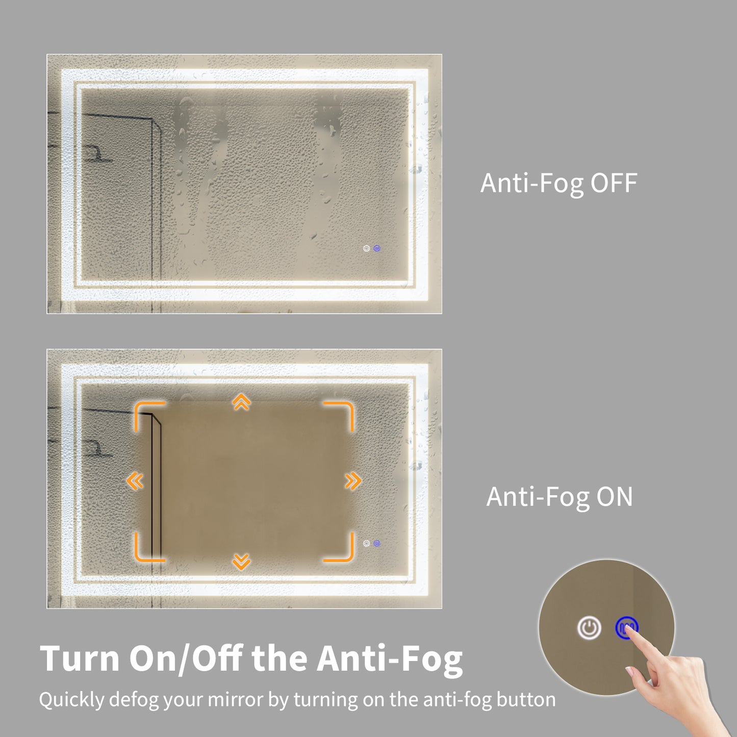 55"x36" LED Bathroom Mirror, Anti-Fog Memory Setting, 3 Colors Dimmable Lighted Bathroom Mirror Wall Mounted