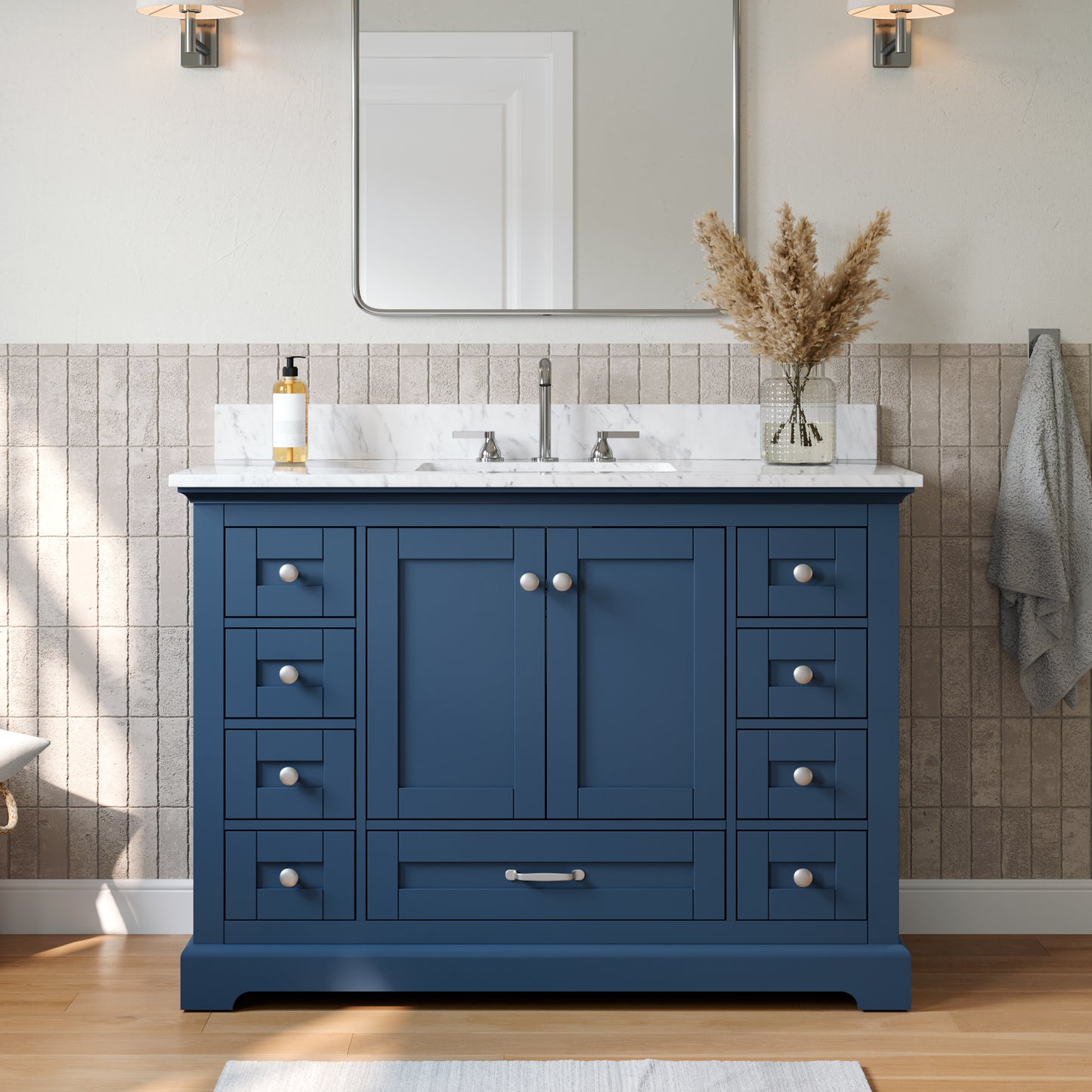 Solid Wood Frame Bathroom Vanity with Spacious Storage