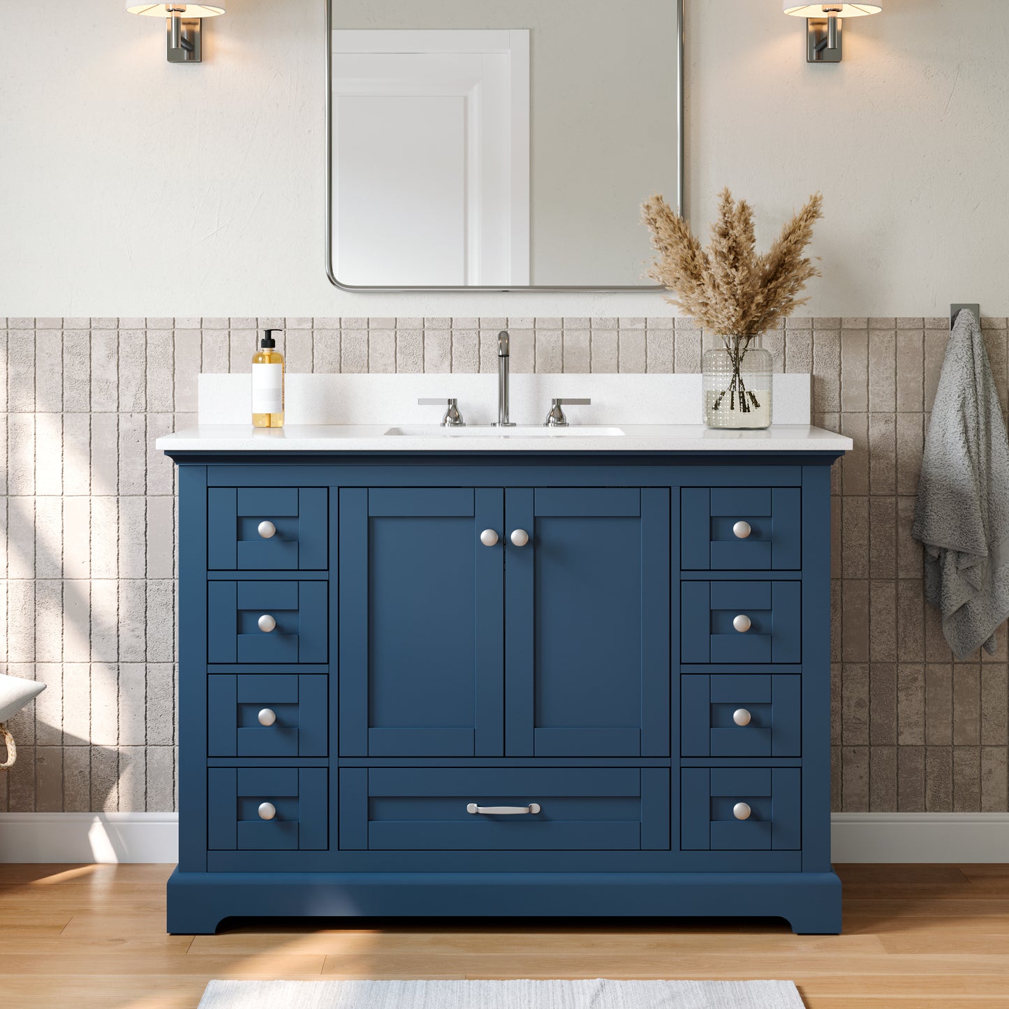 Solid Wood Frame Bathroom Vanity with Spacious Storage