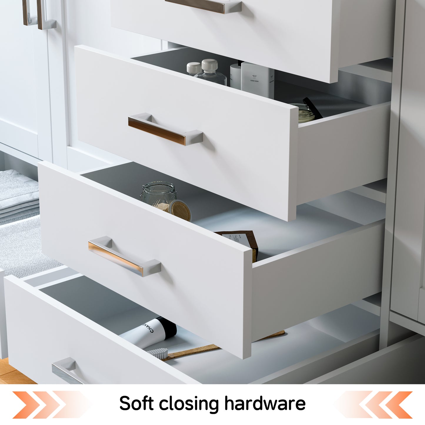 Solid Wood Frame Bathroom Vanity with Spacious Storage