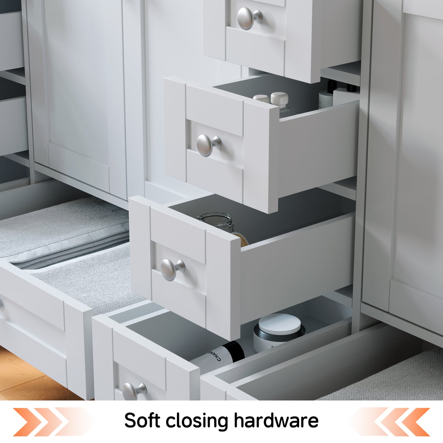 Solid Wood Frame Bathroom Vanity with Spacious Storage