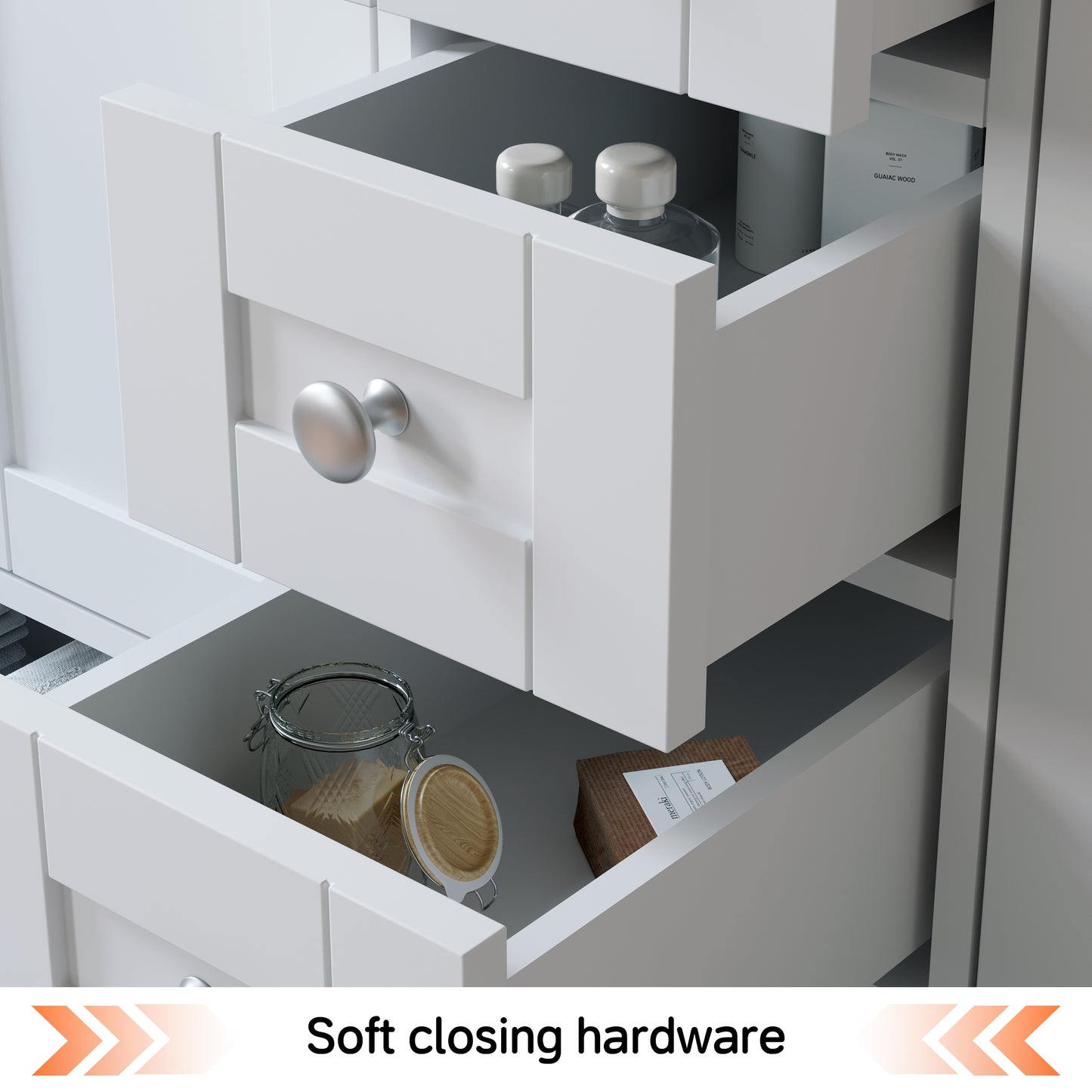 Solid Wood Frame Bathroom Vanity with Spacious Storage