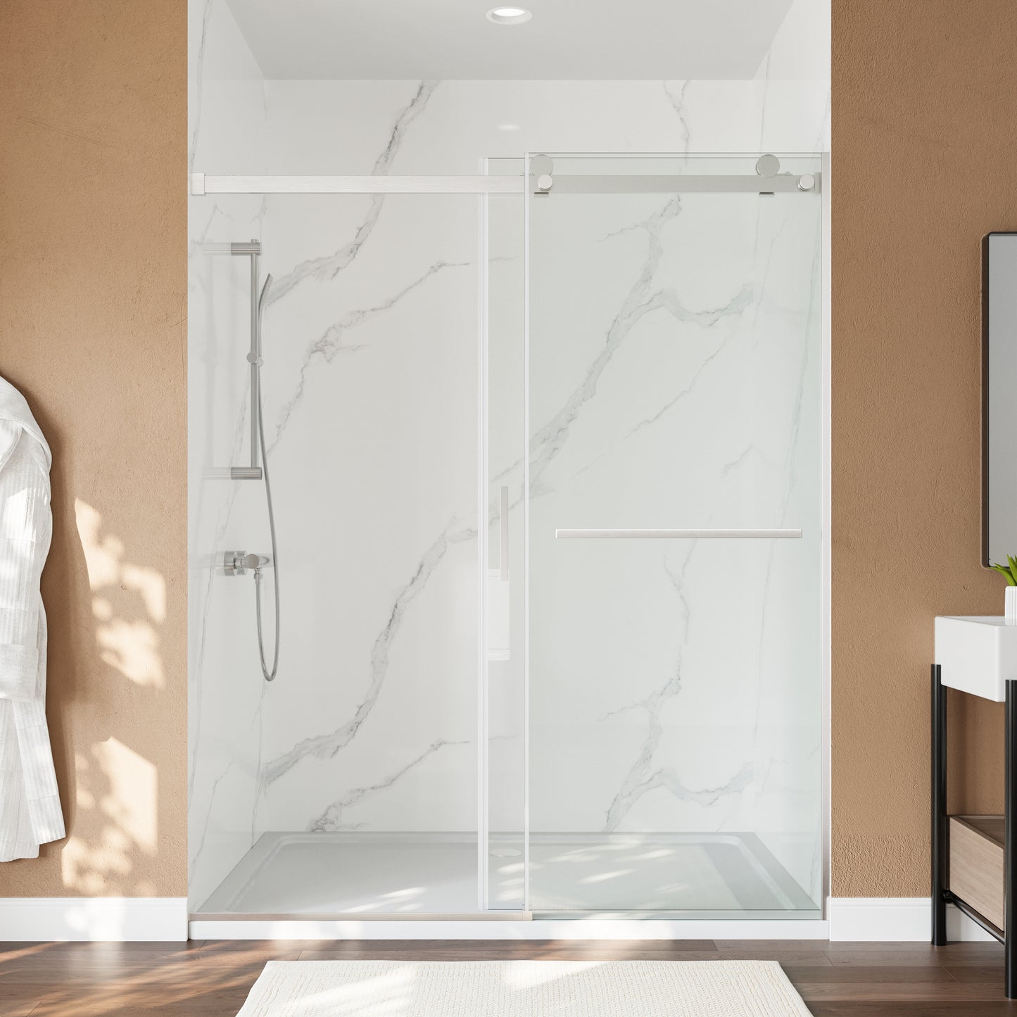 56-60" x 72" Single Sliding Shower Door with Tempered Glass Durable & Waterproof Perfect for Bathrooms