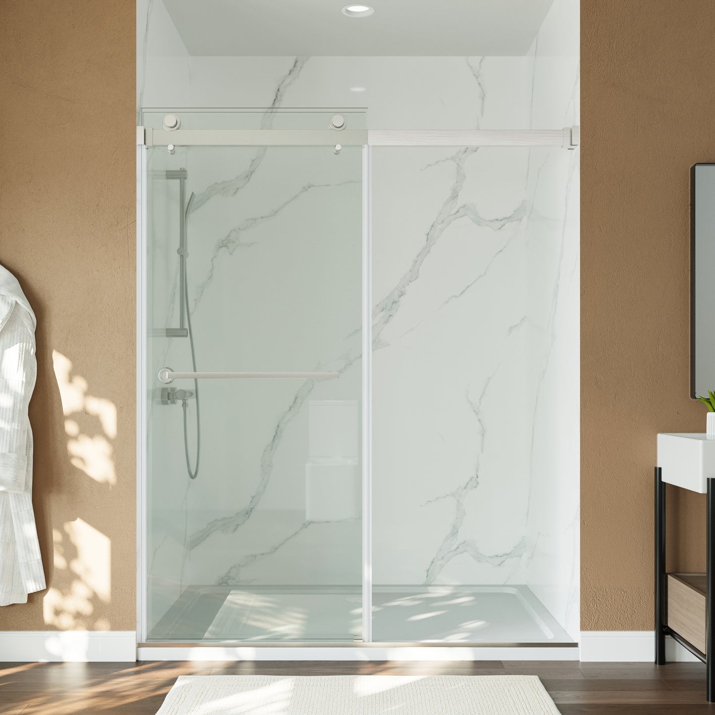 55-59" x 72" Double Sliding Shower Door with Tempered Glass Durable & Waterproof Perfect for Bathrooms