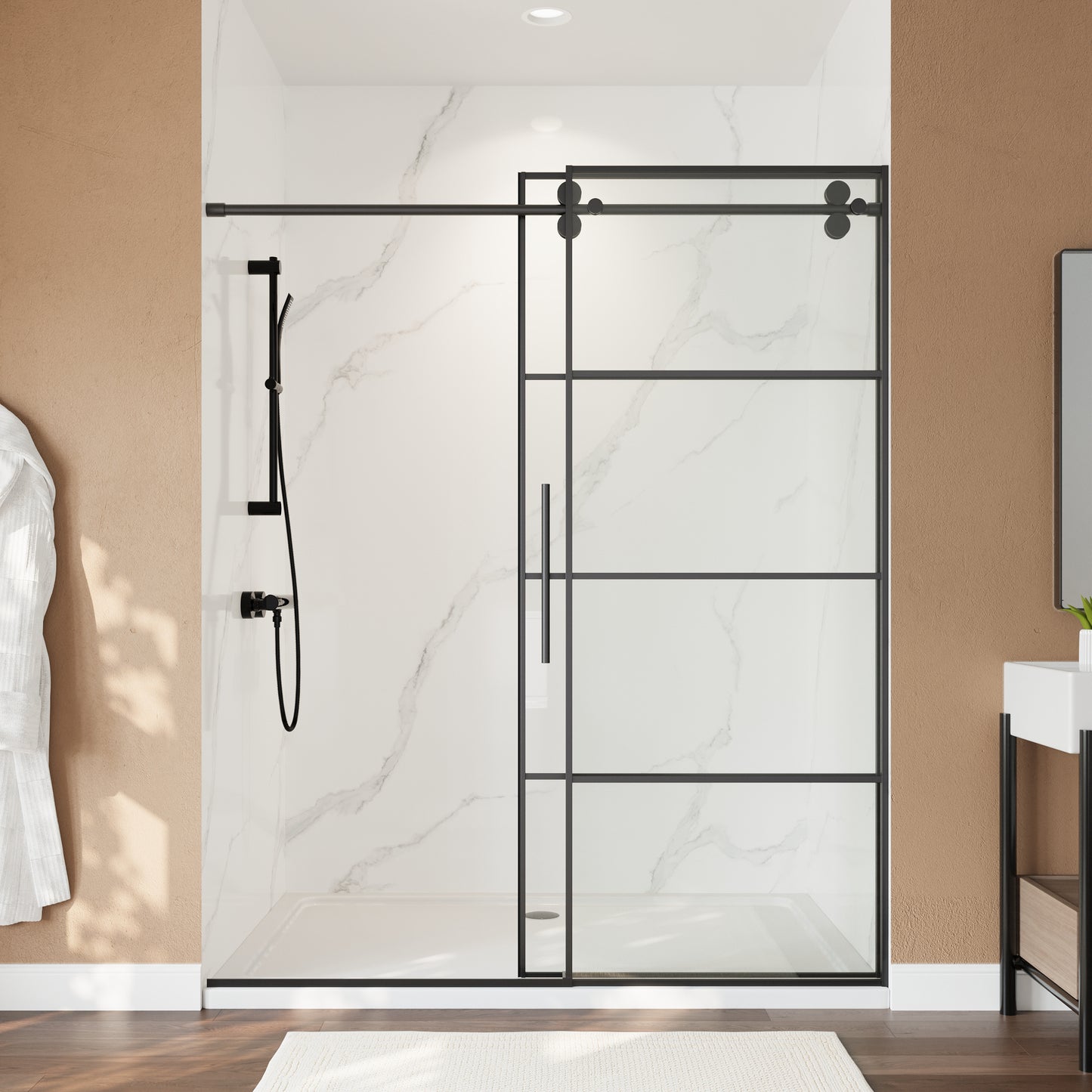 56-60" x 72" Single Sliding Shower Door with Tempered Glass Durable & Waterproof Perfect for Bathrooms