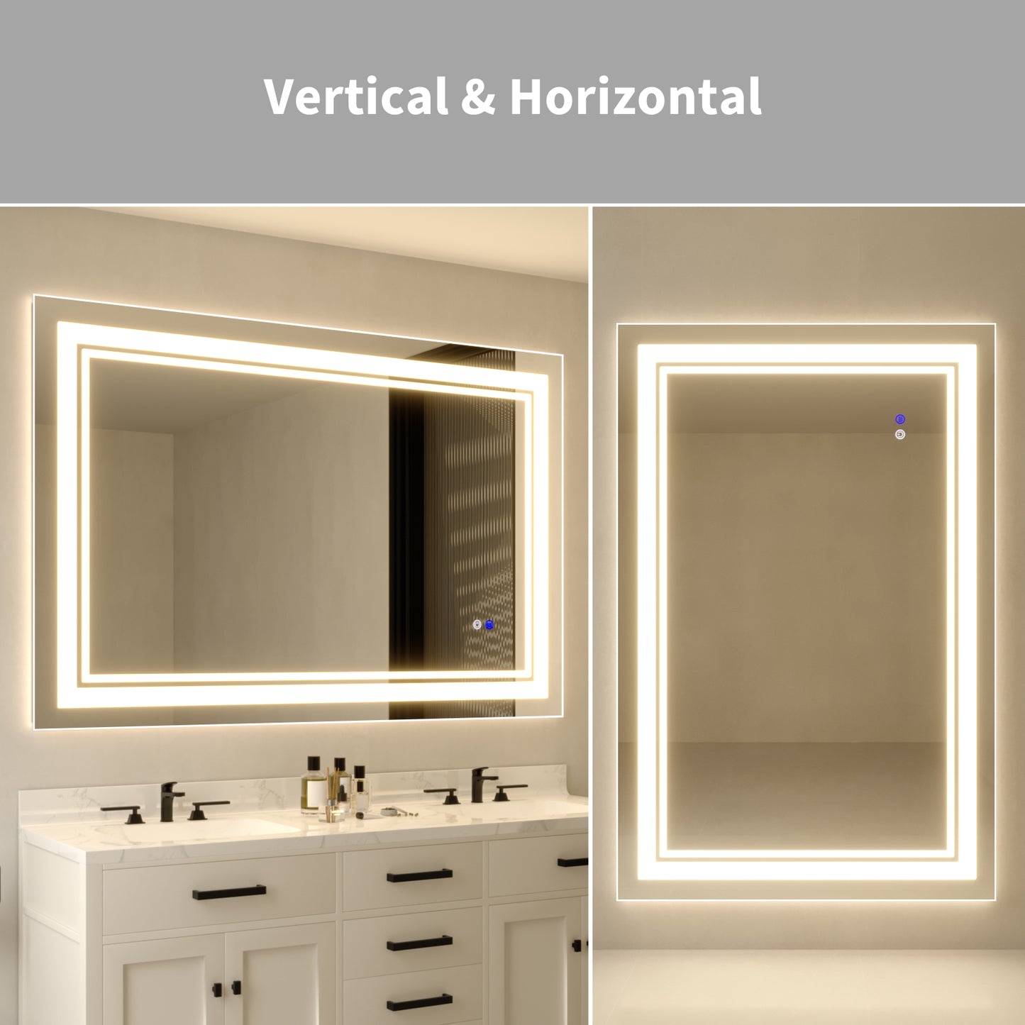55"x36" LED Bathroom Mirror, Anti-Fog Memory Setting, 3 Colors Dimmable Lighted Bathroom Mirror Wall Mounted