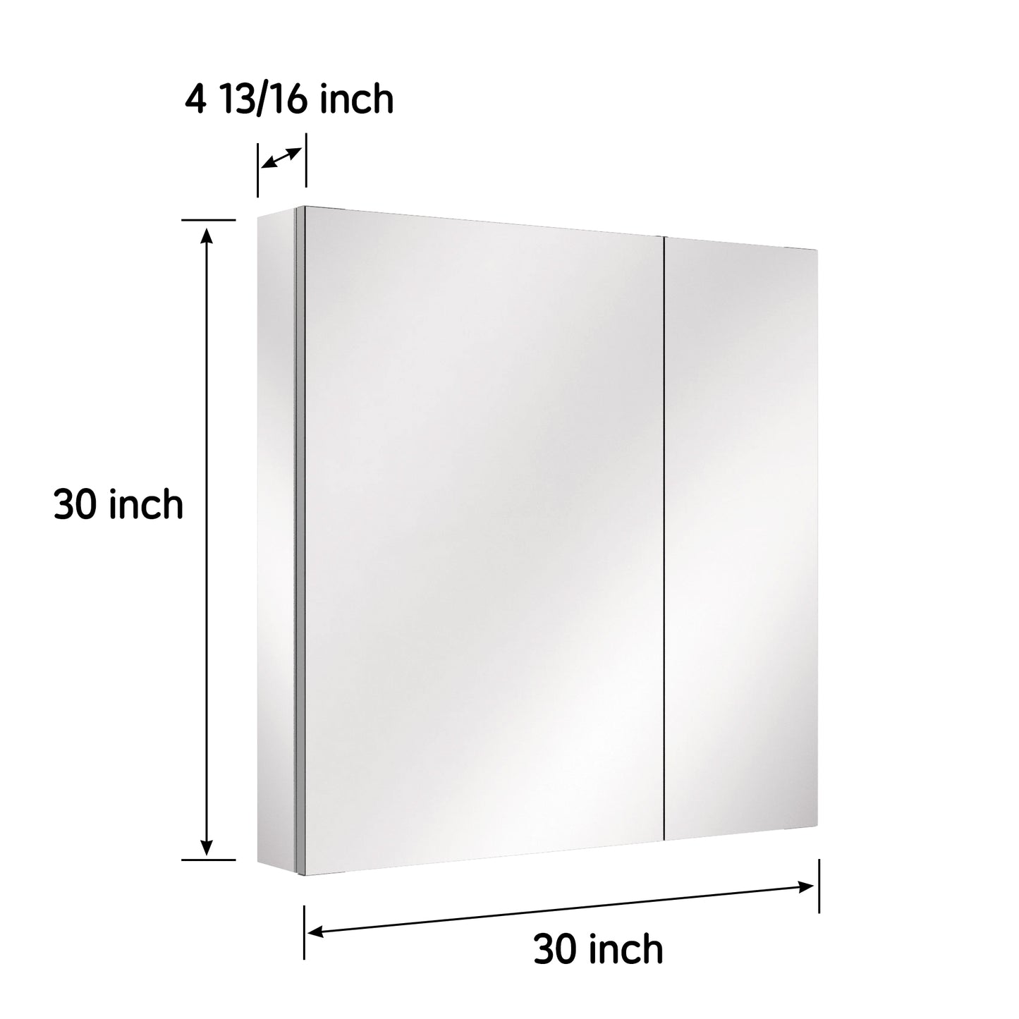 Double Door Premium Medicine Cabinet with Mirror – 30" x 30", Surface or Recessed Mount