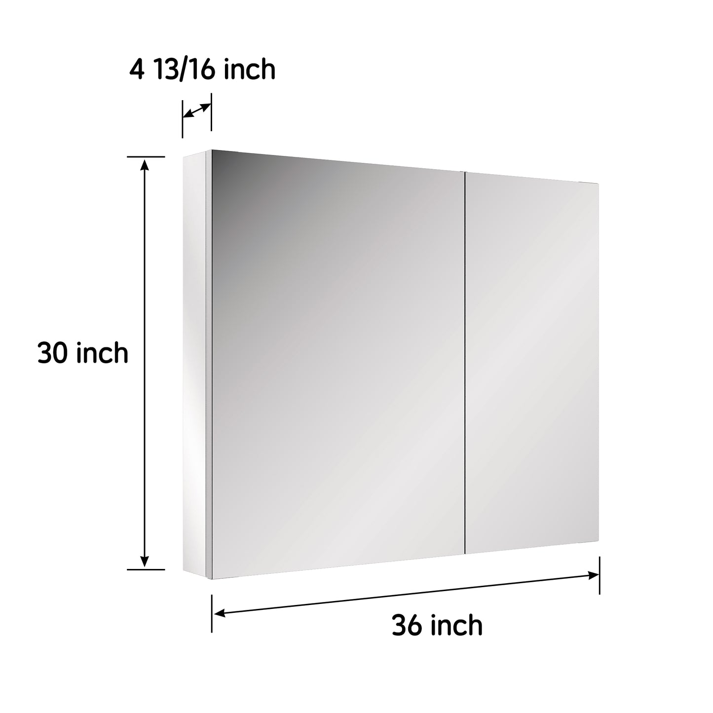 Double Door Premium Medicine Cabinet with Mirror – 36" x 30", Surface or Recessed Mount