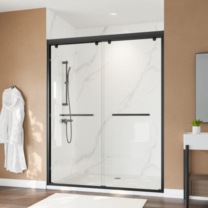 60" x 76" Double Sliding Shower Door with Tempered Glass Durable & Waterproof Perfect for Bathrooms