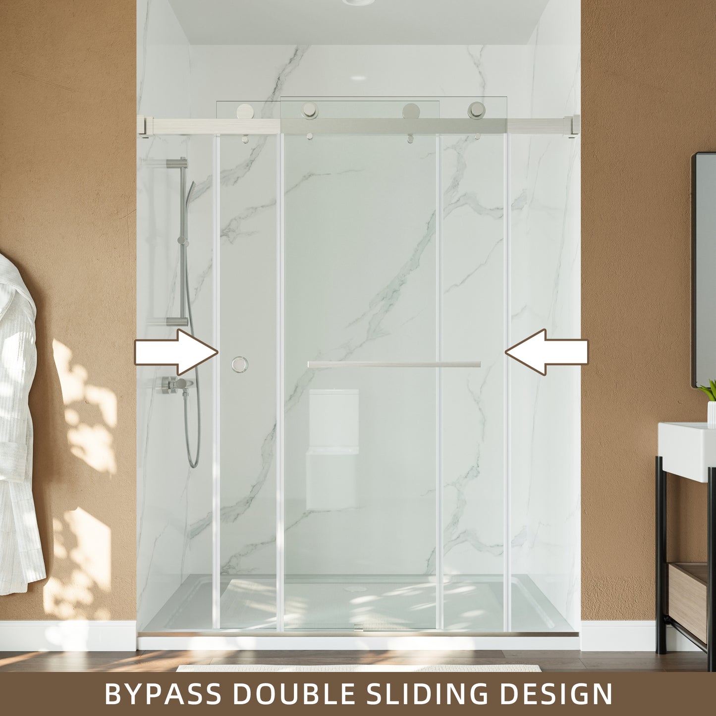 55-59" x 72" Double Sliding Shower Door with Tempered Glass Durable & Waterproof Perfect for Bathrooms