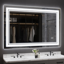 Load image into Gallery viewer, Woodsam LED Bathroom Mirror, Anti-Fog Memory Setting Bathroom Mirror with Lights, 3 Colors Dimmable Lighted Bathroom Mirror Wall Mounted, CRI 90+ Shatterproof Bathroom Mirror Led