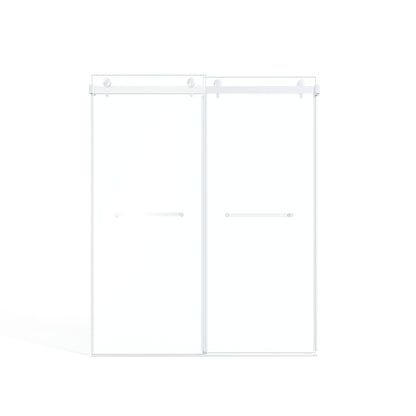 60" x 75" Frameless Double Sliding Shower Door with Tempered Glass Durable & Waterproof Perfect for Bathrooms