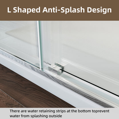 60" x 75" Semi-Framed Single Swing Shower Door with Tempered Glass Durable & Waterproof Perfect for Bathrooms
