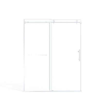 60" x 75" Semi-Framed Single Swing Shower Door with Tempered Glass Durable & Waterproof Perfect for Bathrooms