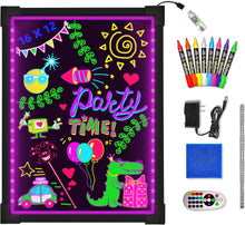 Load image into Gallery viewer, Woodsam LED Drawing Painting Board - 24&quot; x 16&quot; Erasable Non Porous Glass Surface with 8 Fluorescent Window Markers-Best for Chalkboard Blackboard Whiteboard Bulletin/Letter/Spelling/Display/Menu Board