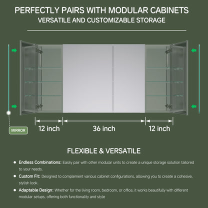 Double Door Premium Medicine Cabinet with Mirror – 36" x 30", Surface or Recessed Mount