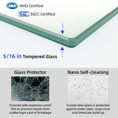 60" x 75" Frameless Double Sliding Shower Door with Tempered Glass Durable & Waterproof Perfect for Bathrooms