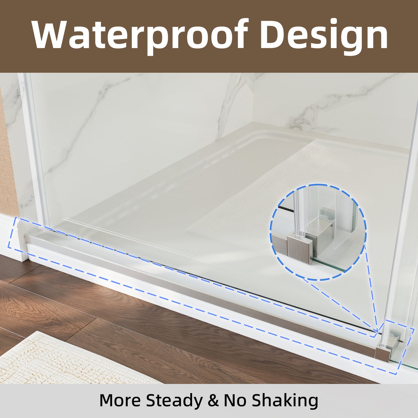 56-60" x 72" Single Sliding Shower Door with Tempered Glass Durable & Waterproof Perfect for Bathrooms