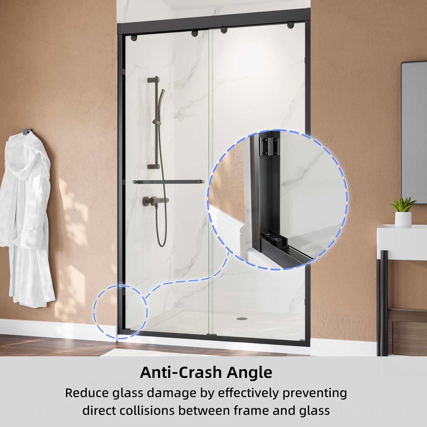 48" x 75" Double Sliding Shower Door with Tempered Glass Durable & Waterproof Perfect for Bathrooms