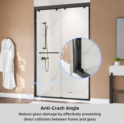 48" x 75" Double Sliding Shower Door with Tempered Glass Durable & Waterproof Perfect for Bathrooms