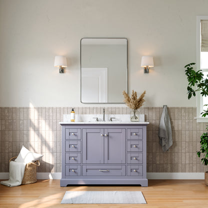 Solid Wood Frame Bathroom Vanity with Spacious Storage