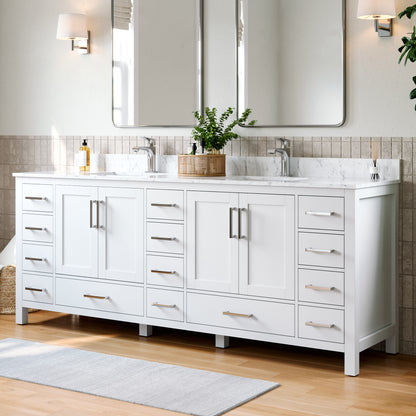 Solid Wood Frame Bathroom Vanity with Spacious Storage