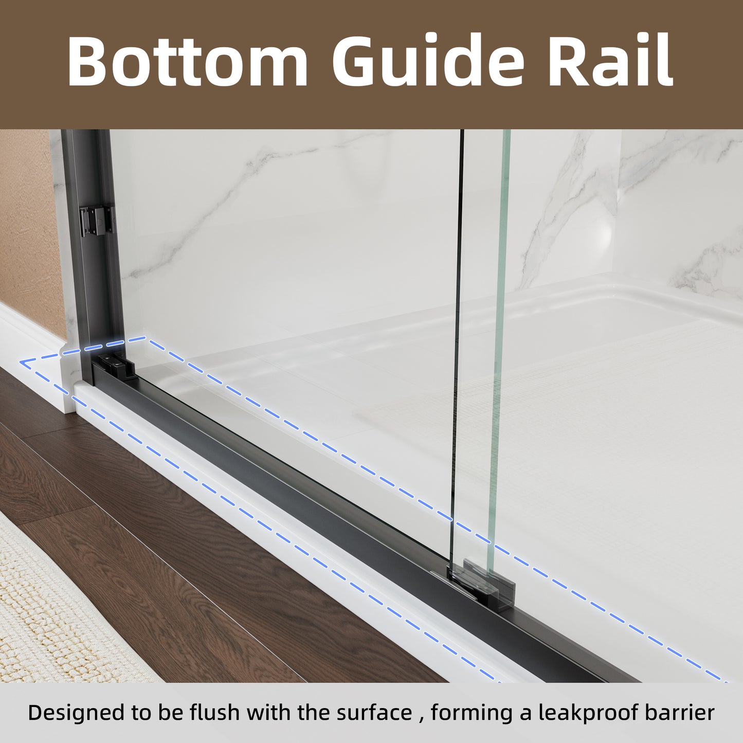 60" x 76" Double Sliding Shower Door with Tempered Glass Durable & Waterproof Perfect for Bathrooms