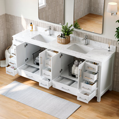 Solid Wood Frame Bathroom Vanity with Spacious Storage