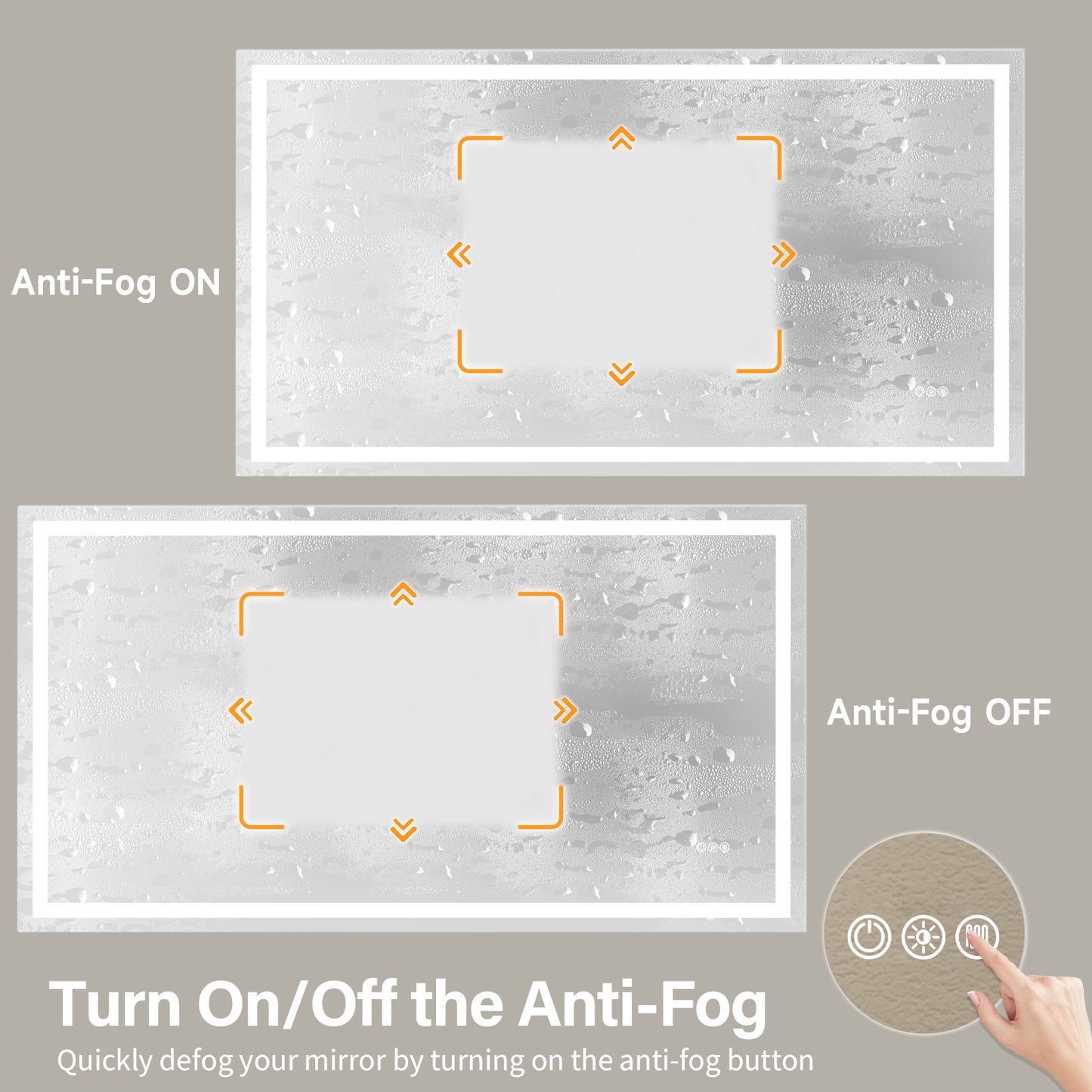 Wall Mounted LED Lighted Bathroom Mirror 72"x36", Anti-Fog, Memory Function, 3 Colors Dimmable