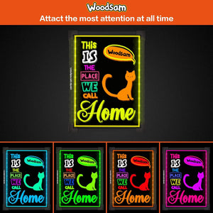 Woodsam LED Drawing Painting Board - 24" x 16" Erasable Non Porous Glass Surface with 8 Fluorescent Window Markers-Best for Chalkboard Blackboard Whiteboard Bulletin/Letter/Spelling/Display/Menu Board