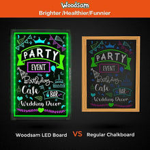 Load image into Gallery viewer, Woodsam LED Message Writing Board - 32&quot;x24&quot; Flashing Illuminated Erasable Neon Sign With 8 Fluorescent Chalk Markers - Perfect For Shop/Cafe/Bar/Menu/Wedding/Decoration/Promotion/School