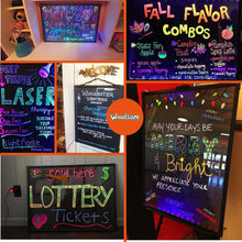 Load image into Gallery viewer, Woodsam LED Message Board- 28&quot; X 20&quot; Inches Erasable Writing Drawing Neon Sign with 8 Colorful Markers - Perfect for Children, Back to School, Home, Office, Restaurants, Bar, Holiday Celebration Gift