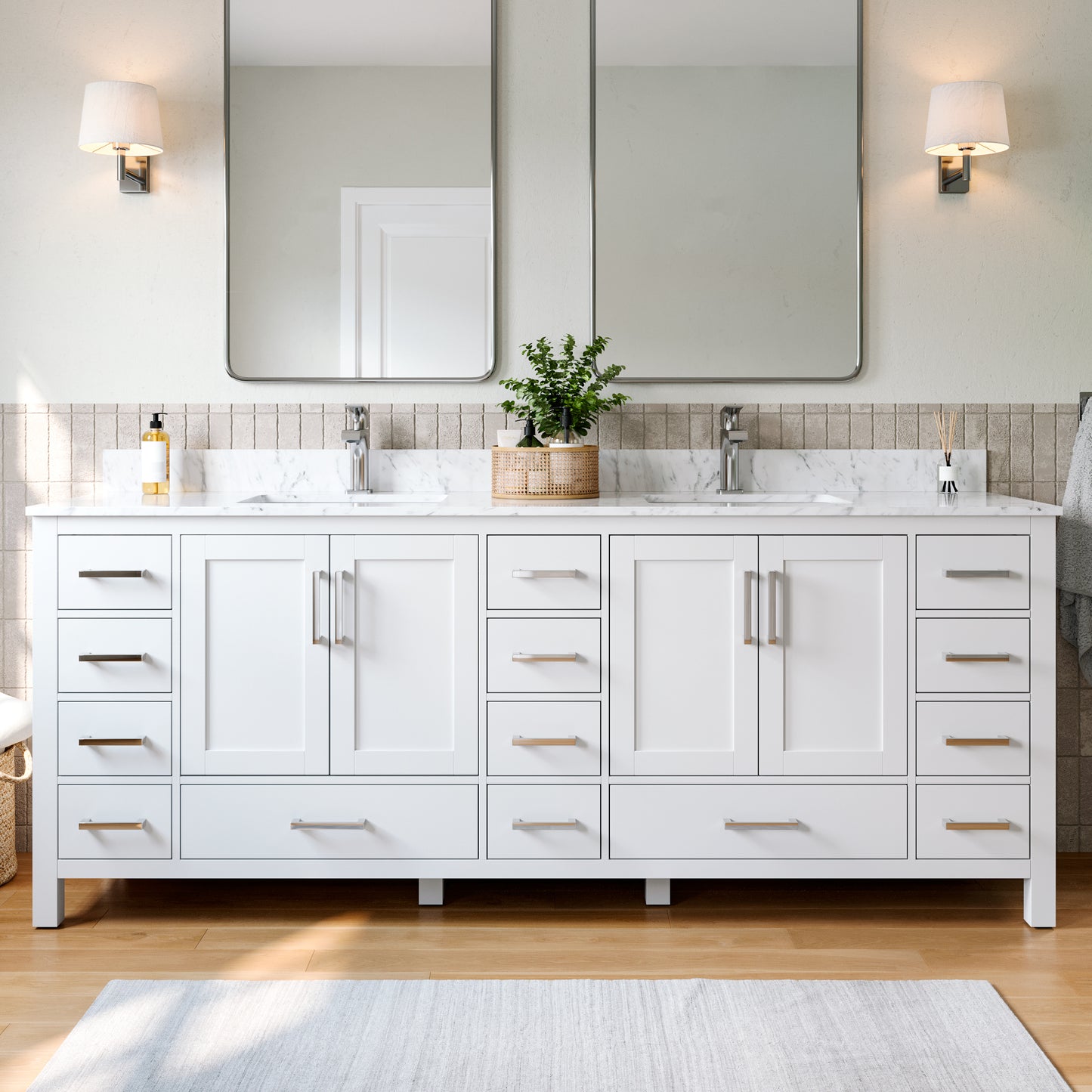 Solid Wood Frame Bathroom Vanity with Spacious Storage
