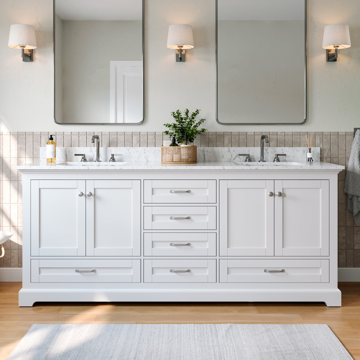 Solid Wood Frame Bathroom Vanity with Spacious Storage