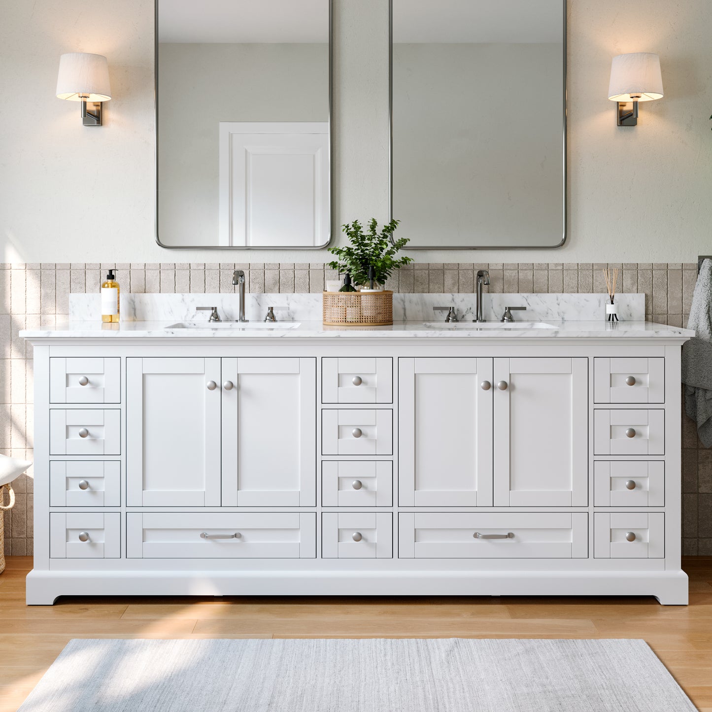 Solid Wood Frame Bathroom Vanity with Spacious Storage