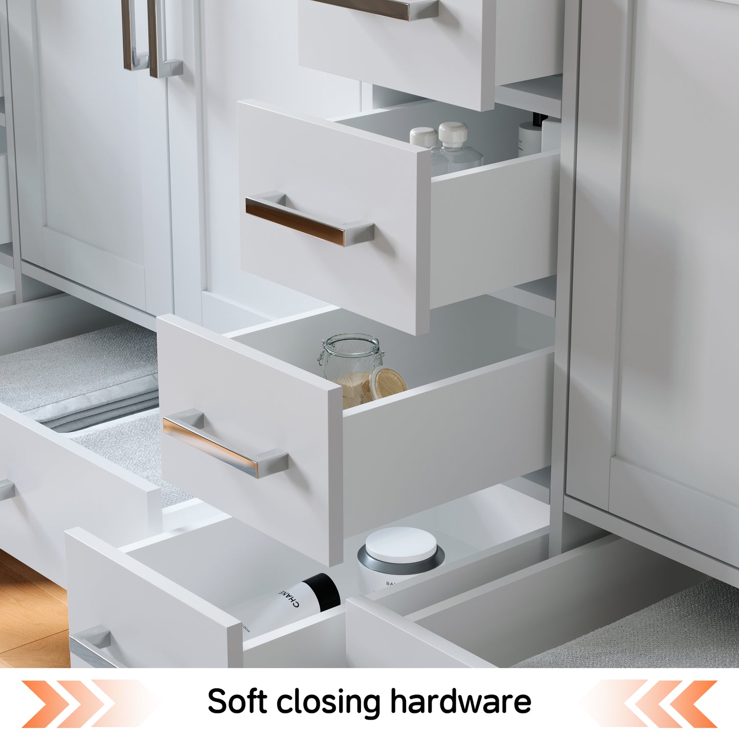 Solid Wood Frame Bathroom Vanity with Spacious Storage