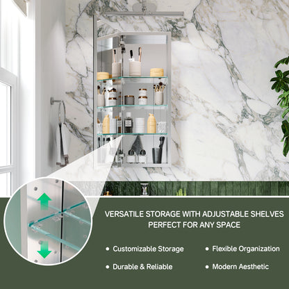 Premium Medicine Cabinet with Mirror – 12" x 30", Surface or Recessed Mount