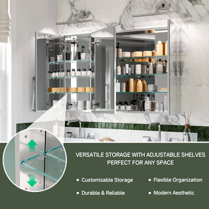 Triple Door Premium Medicine Cabinet with Mirror – 48" x 30", Surface or Recessed Mount