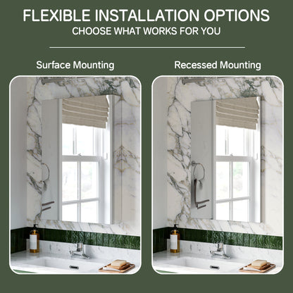 Premium Medicine Cabinet with Mirror – 20" x 30", Surface or Recessed Mount