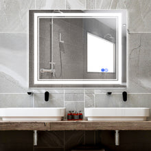 Load image into Gallery viewer, Large Mirror Wall-Mounted Mirrors with Dimmable LED Lights - Anti Fog Mirror for Makeup Shower Horizontal/Vertical Installed Frameless Bathroom Mirror