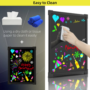 Woodsam LED Drawing Painting Message Board 24 x 16 Erasable Non Porous Glass Surface