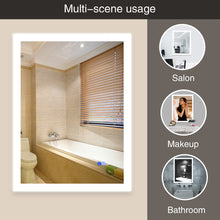 Load image into Gallery viewer, Large Mirror Wall-Mounted Mirrors with Dimmable LED Lights - Anti Fog Mirror for Makeup Shower Horizontal/Vertical Installed Frameless Bathroom Mirror