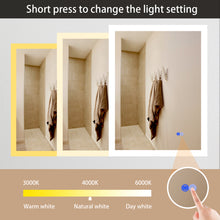 Load image into Gallery viewer, Large Mirror Wall-Mounted Mirrors with Dimmable LED Lights - Anti Fog Mirror for Makeup Shower Horizontal/Vertical Installed Frameless Bathroom Mirror